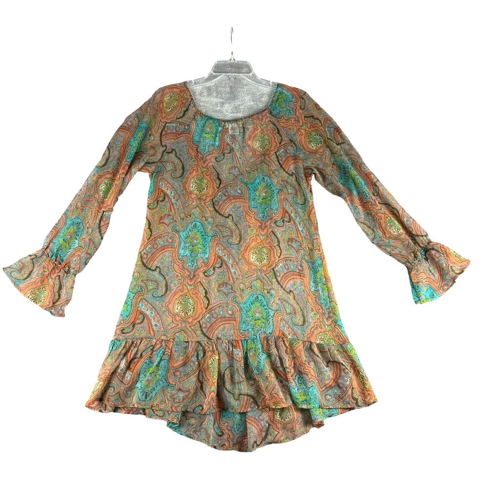 Band Of Gypsies Dress Women’s Small Colorful Paisley Sheer Long Sleeve Top Boho - Picture 2 of 10